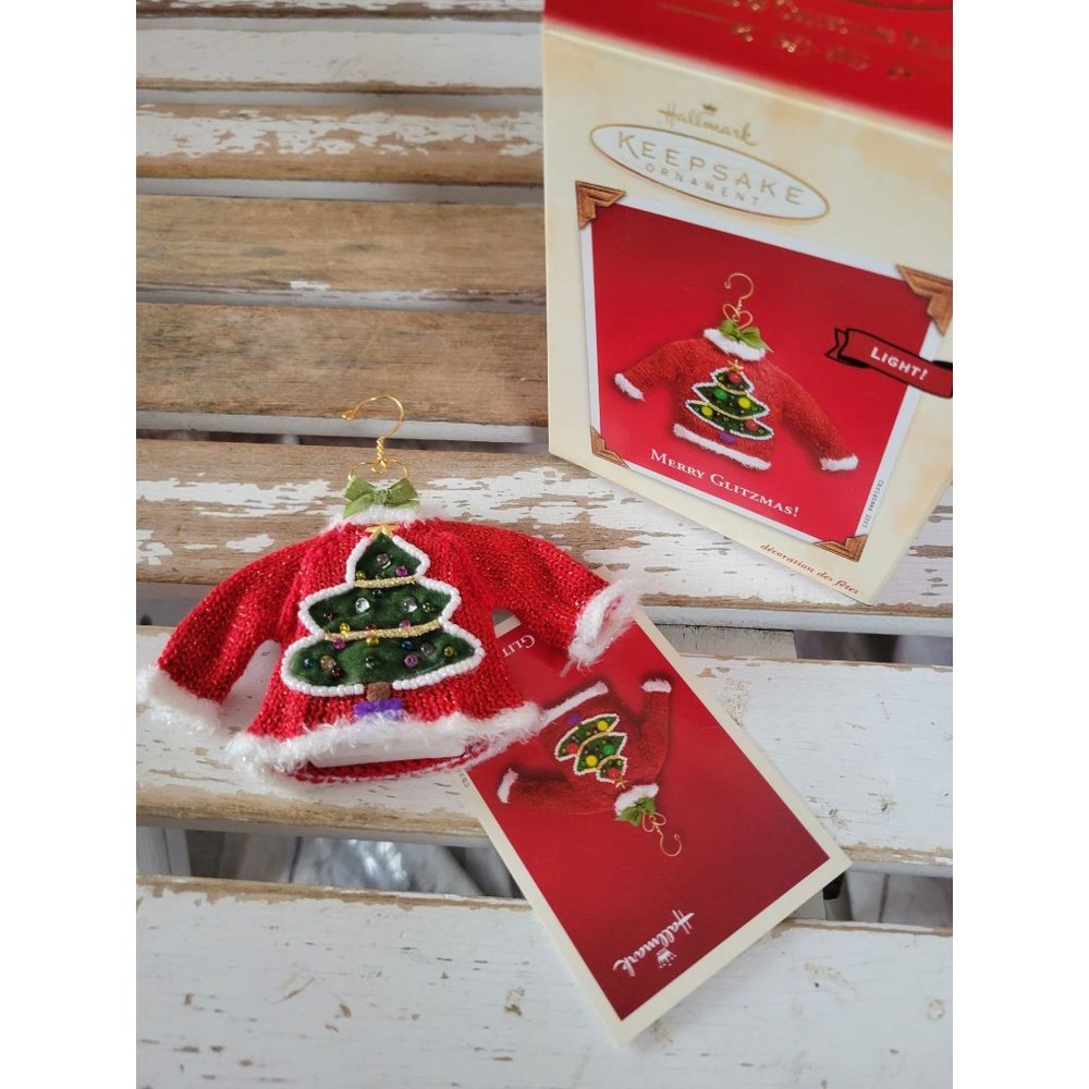 Hallmark Merry glitzmas‎ sweater light 2003 ornament Xmas holiday tree